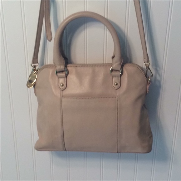 Belle Badgley Mischka tan leather crossbody purse - Picture 3 of 9